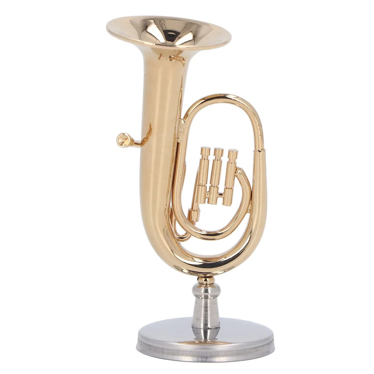 Miniatur -Tuba -Modell, messinggold plattiert Euphonium Mini Miniatur Tuba Musikinstrument mit Basis Weihnachtspuppenhaus Spielzeugdekoration