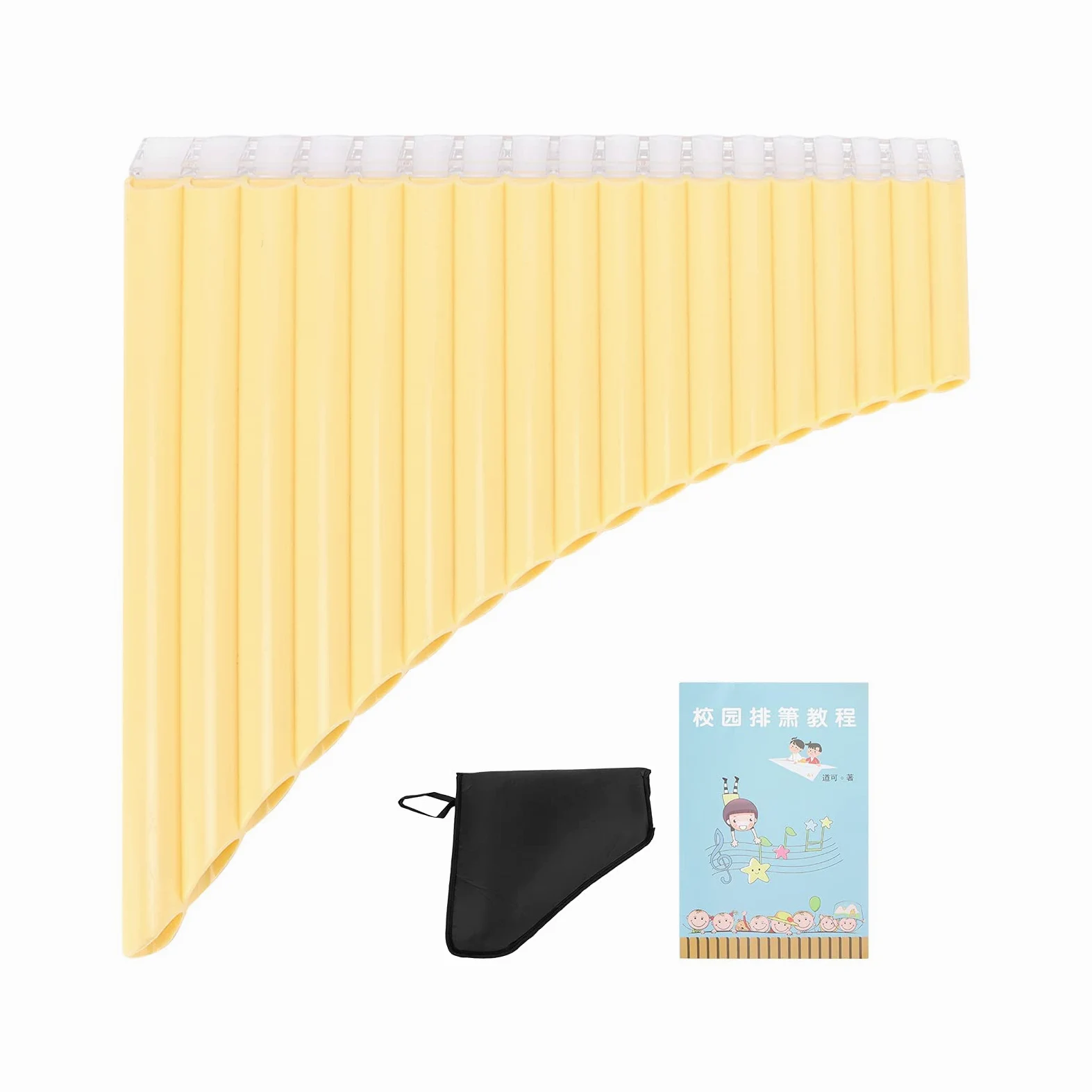 Panflöte ABS 16-Ton Tube C-Key Musikinstrumente mit Nylon Gepolsterter Handtasche für Kinder Erwachsene Anfänger(Yellow)