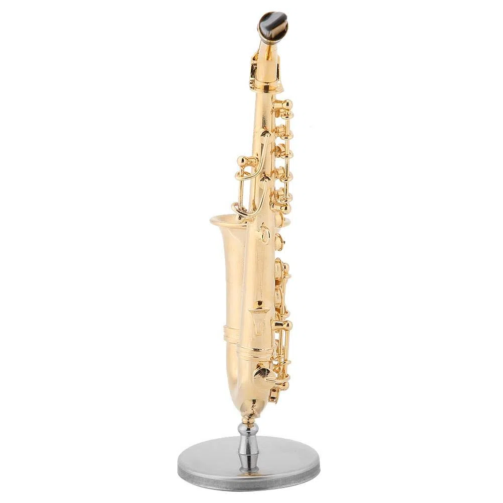 Miniatur-Altsaxophon, Mini-Saxophon-Instrumentenmodell mit Geschenkbox für Home Desk Shelf Music Room Decor-Geschenkidee
