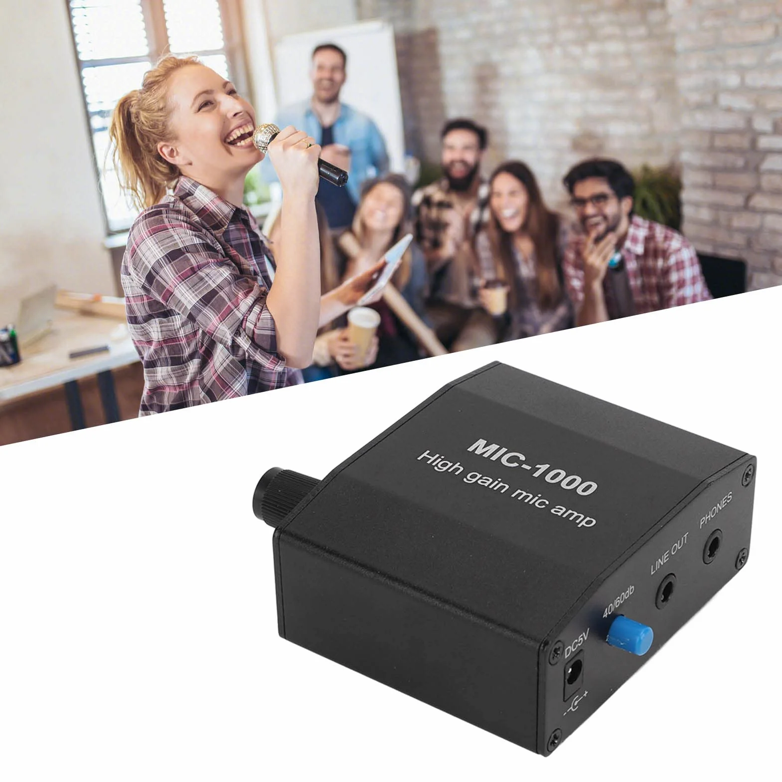 Mikrofonverstärker, Mikrofonvorverstärker, Hohe Verstärkung, 1000-facher Mikrofonverstärker, Vielseitige 3,5-mm-Schnittstelle Für Musiker, Podcaster, Vlogger, Lehrer, Reiseleiter