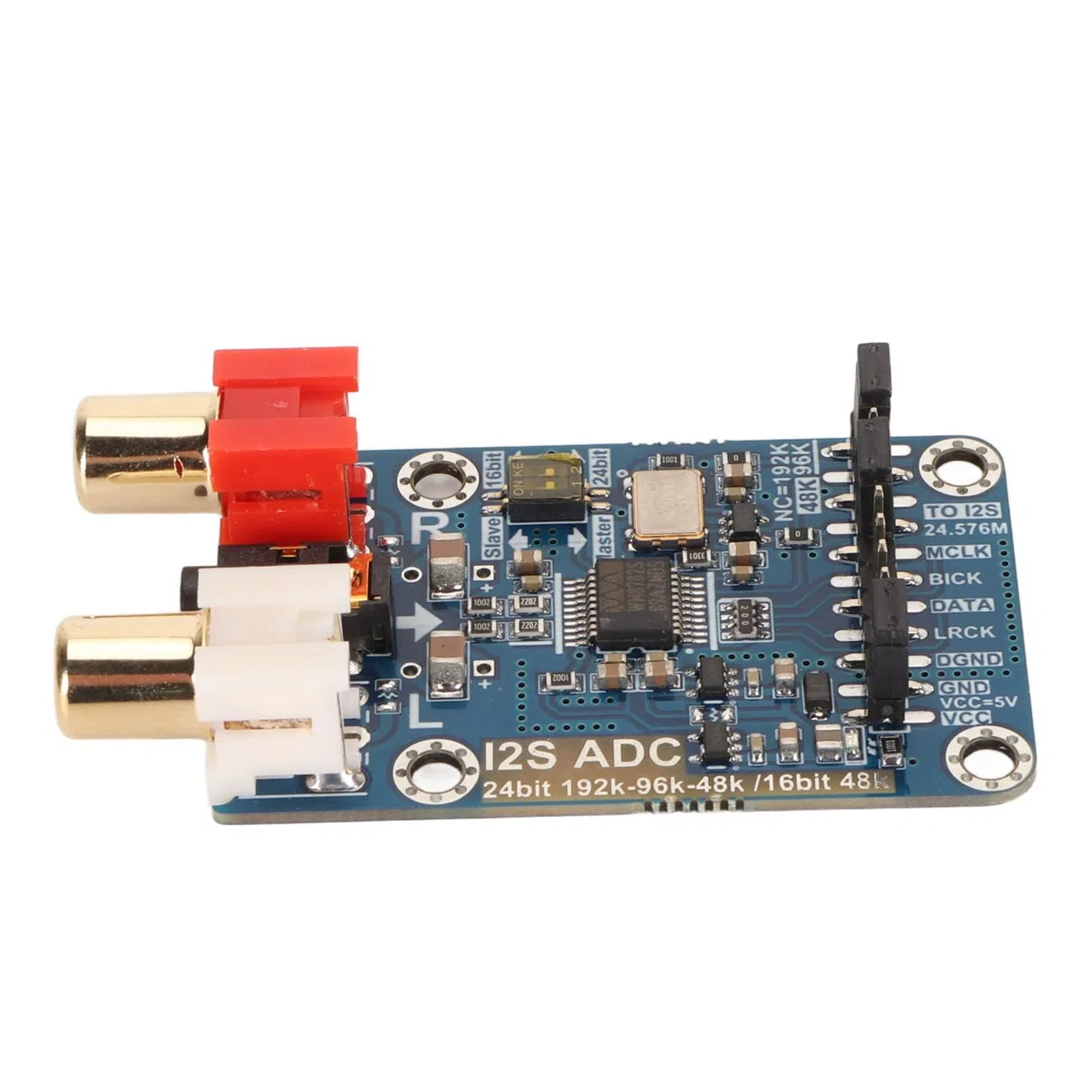 I2S ADC Audio Capture Card-Modul, Master-Slave-Modus-Entwicklungsplatine, Verlustfreier Digitaler Audio-I2S-ADC-Decoder für Analoge Signalumwandlung, 3,5-mm-Cinch-Eingang, 6 DB