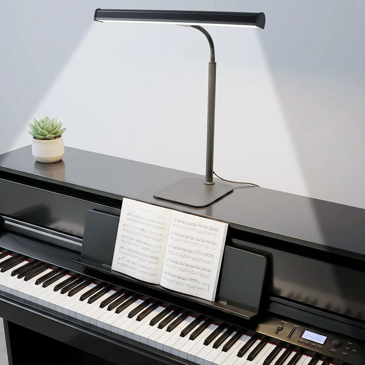 Lustaled Klavierlampe, LED-Klavierleuchte für Klaviere & Flügel, verstellbare Schreibtischlampe mit flexiblem Gelenk, Notenlicht mit USB-Anschluss, 3 Farbmodi & 10 Helligkeitsstufen