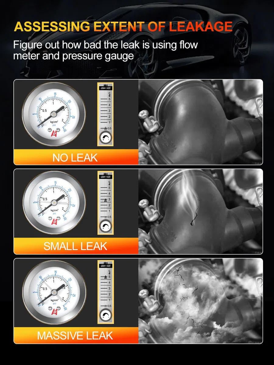 GODIAG SL300 Pro KFZ-Rauchprüfgerät mit Manometer & Durchflussmesser Gelb | 12V SL300 PRO Rauchprüfgerät mit regelbarem Durchflussmesser: Findet präzise & sicher Vakuum- & EVAP-Lecks am Auto.