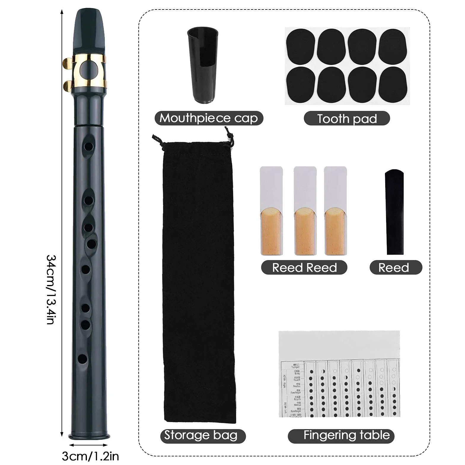 Mini Saxophon, Musikinstrument ABS Tasche Tragbar Klein Saxophon Instrument, für Anfänger und professionelle Künstler, mit Schilf, Zahnpolster, Grifftabellen, Tragetasche