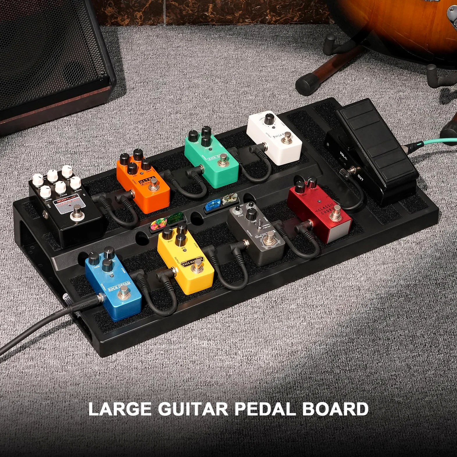 LEKATO Gitarren-Pedalboard, Gitarre Effekt Board 19,7"x10"x2,4", Große Effektplatte mit Tasche, Robustes Tragbares Pedalboard für Musiker, Gitarristen, Bands