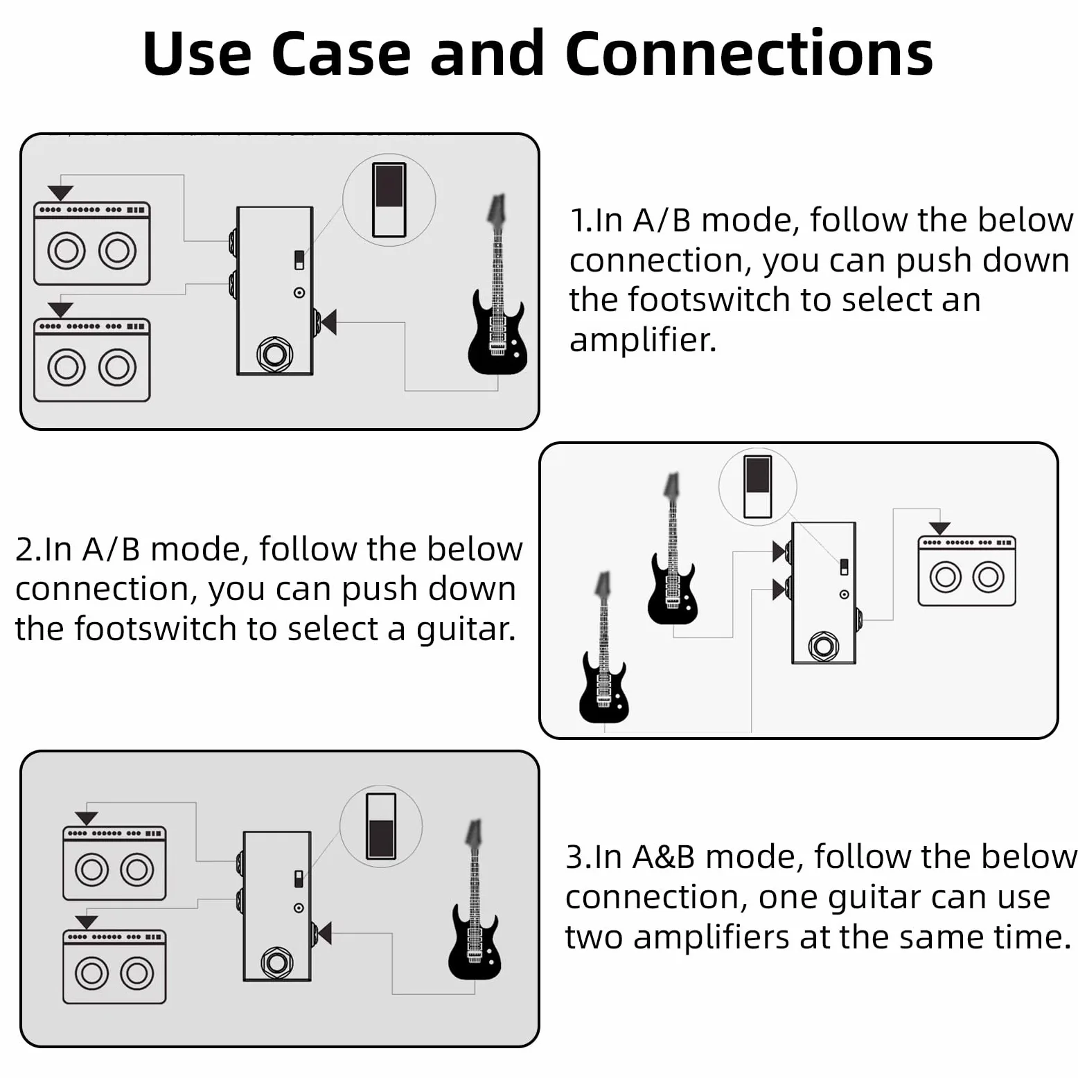 Kavolet ABY Line Selector AB Schalter Mini Gitarren Effektpedal, True Bypass Gitarren Bass Pedal AB Box ABY Kanalschalter für Musikbegeisterte