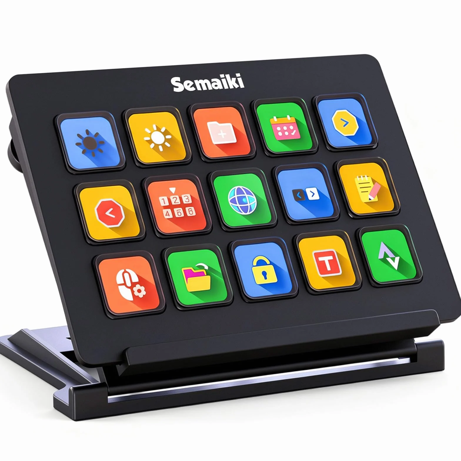 Semaiki Stream Controller Makrotastatur mit 15 anpassbaren LCD-Makrotasten, löst Aktionen in Apps und Software wie OBS, Twitch, Streamlabs, Discord, Mac & Windows aus