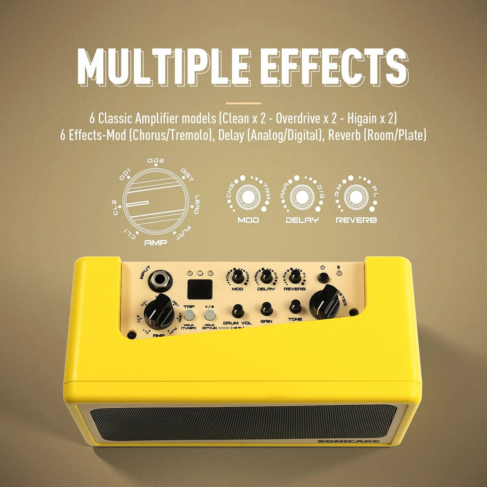 SONICAKE Gitarrenverstärker Mini Combo Amp Bluetooth Multi-Effekt Amp Toast