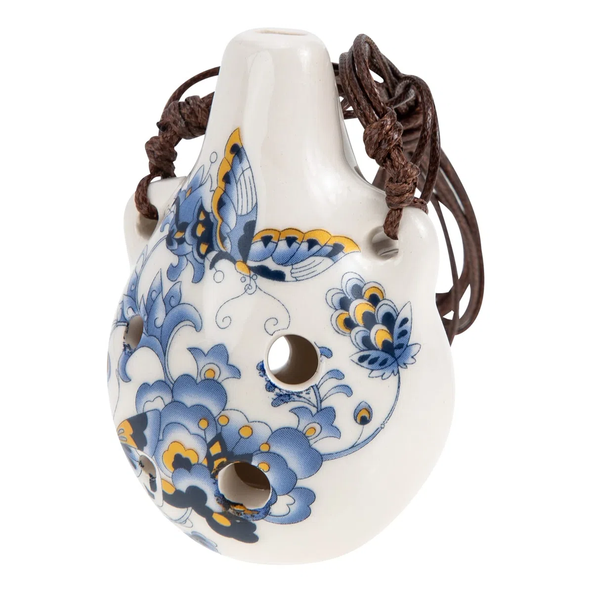 MILISTEN 6 Loch Ocarina Glazed Keramik Ocarina Instrument Alto C Anhänger Ocarina Halskette Flöte Weinflasche Stil China Blau für Kinder Erwachsene Anfänger (Schmetterling)