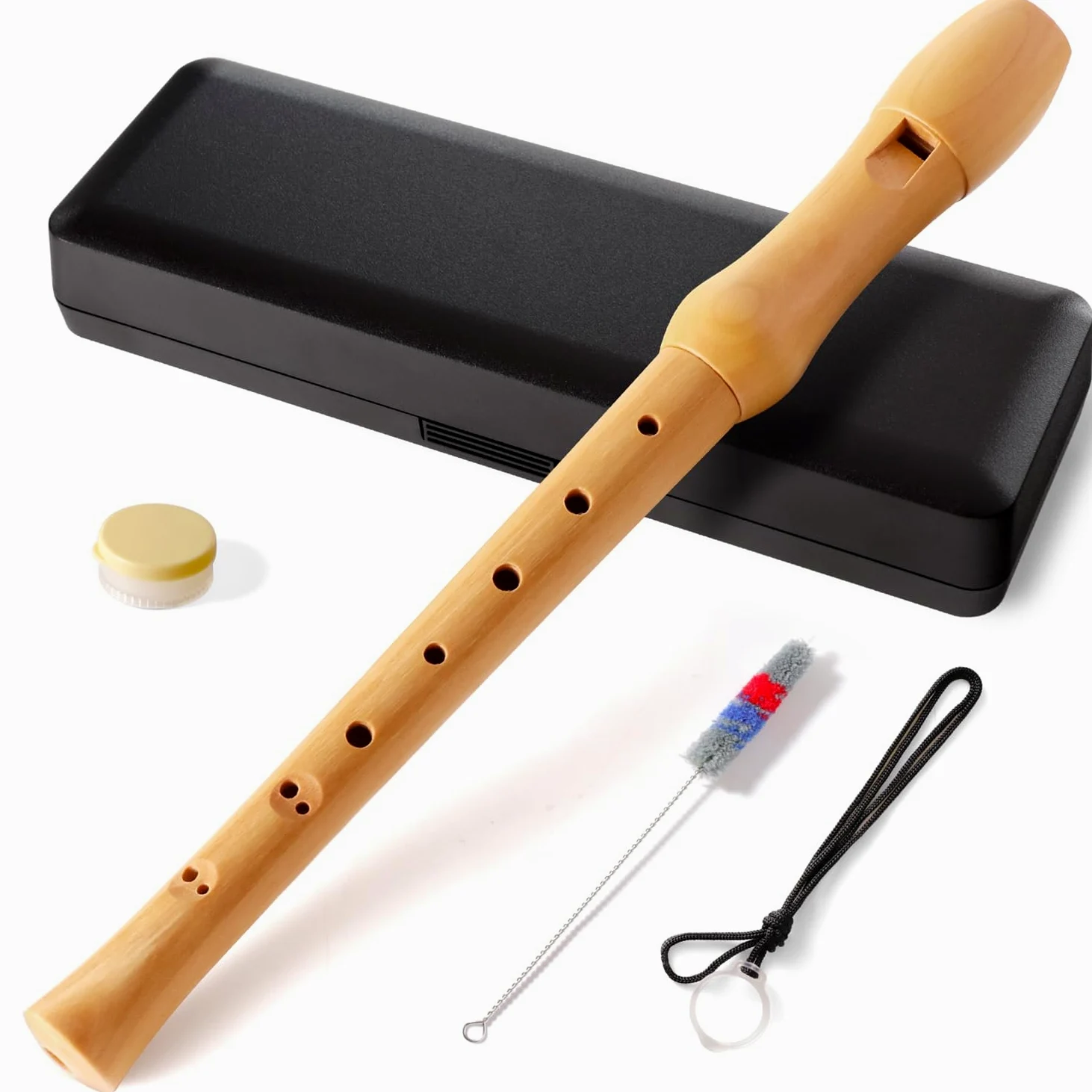 Fansjoy Blockflöte Holz, 8-Loch Flöte Holzblockflöte mit Barocke Griffweise, Blockflöte Diskant Sopranblockflöte für Kinder Anfänger & Erwachsene