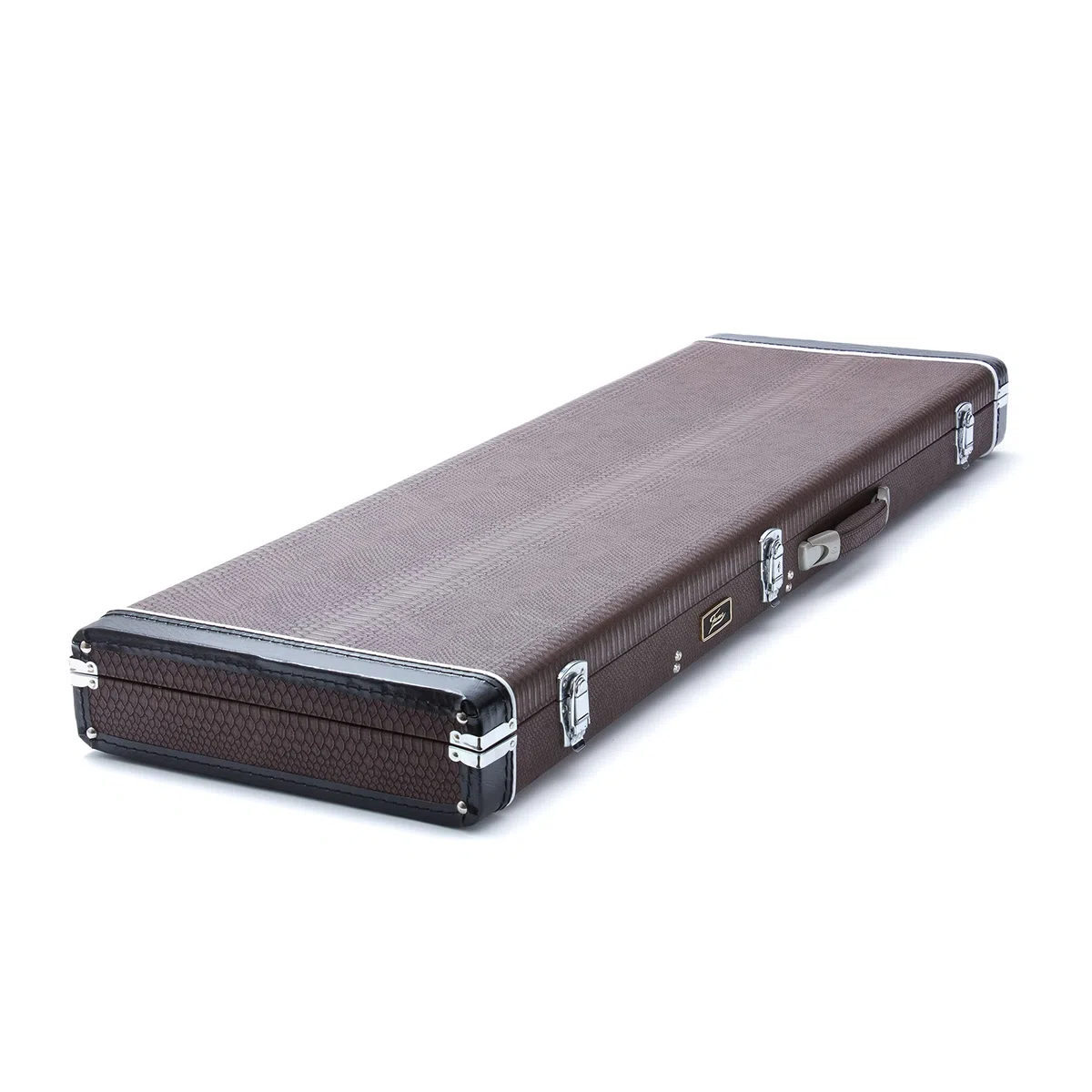 E-Bass Koffer Robust, Braun, Kompatibel mit J/P/MM-Style, Abschließbare Metallschnallen, Plüsch-Innenfutter, Wetterfest, Zubehörfach, 116x34x29 cm, Geeignet für E-Bassgitarren