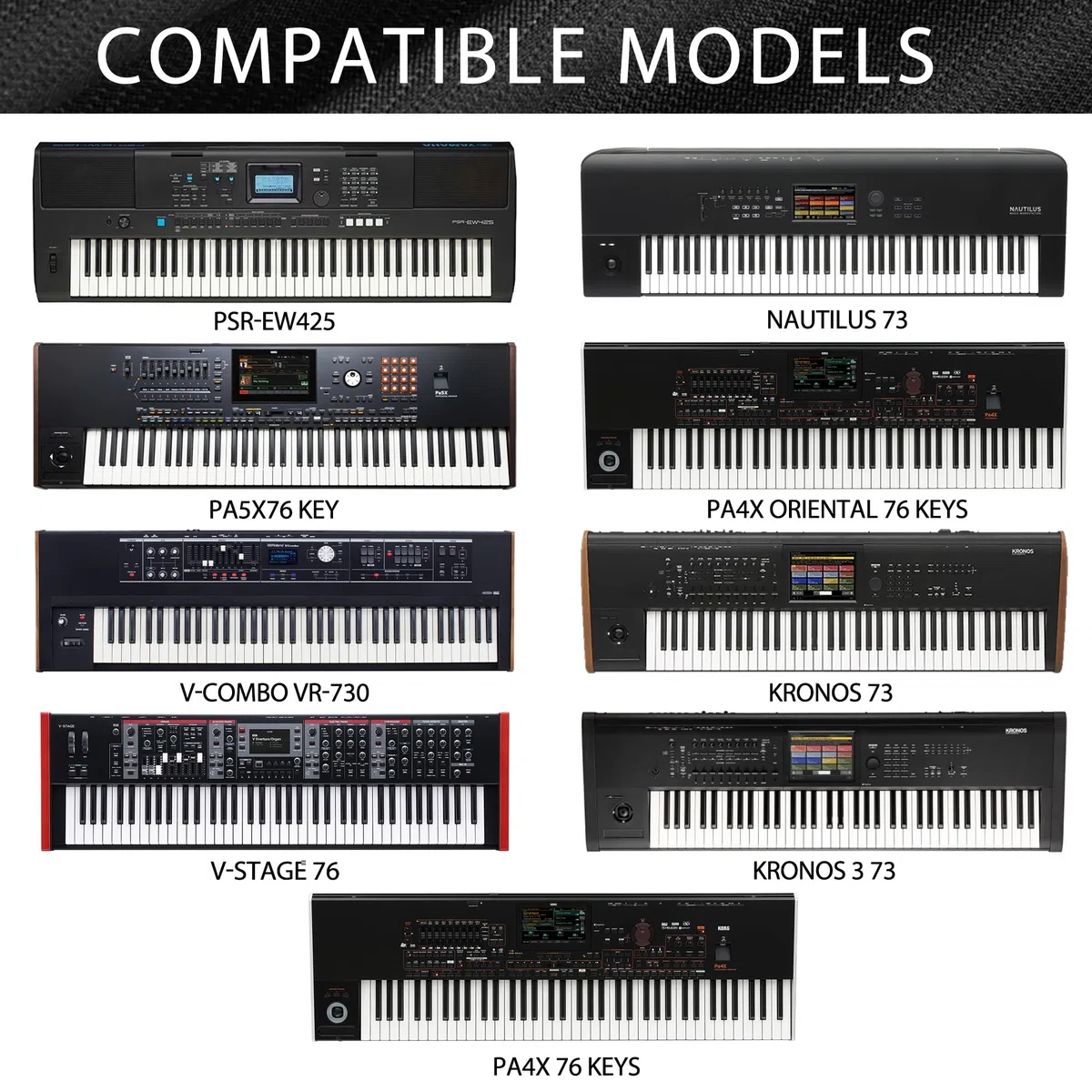Musiin Staubschutz für Klaviertastatur mit 76 Tasten, kompatibel mit Korg Pa5X 76, Pa4X Oriental 76, Roland V-Stage 76 Premium Chinlon, kratz- und staubdicht, Soft-Touch-Design