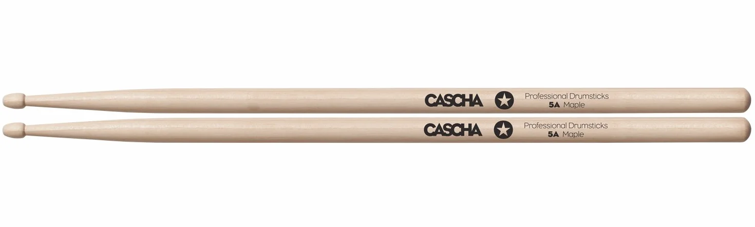 CASCHA Professional Schlagzeugsticks 5A robuste Ahorn Sticks I Trommelstöcke Holz I Profi Schlagzeug Zubehör I Drumsticks Maple I Schlagzeugstöcke I Trommelsticks Holzkopf Modell 12 Paar (24 St.)