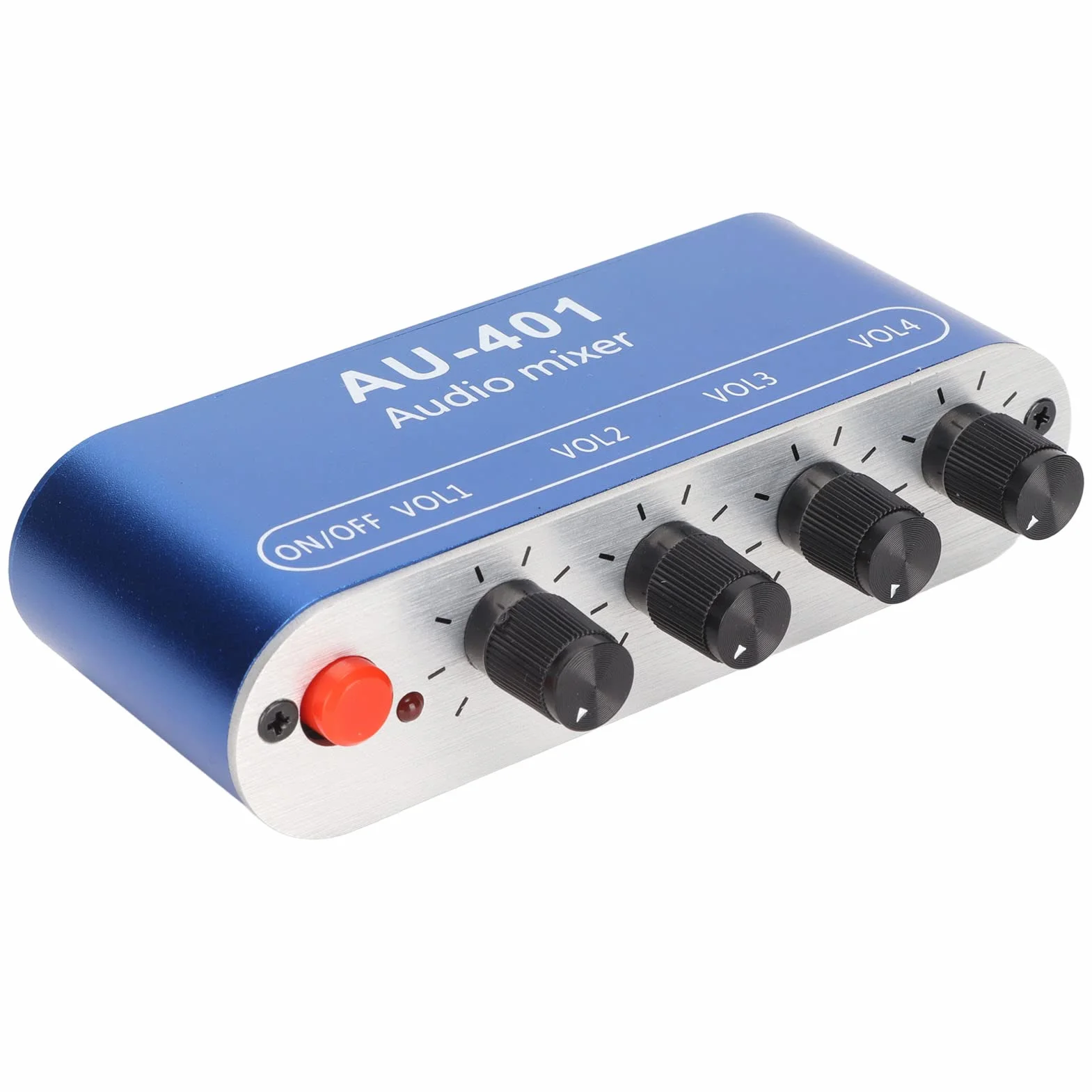 Bewinner Audio Mixer, Stereo Line Kopfhörer Mixer 4 Kanal, DC 5V Bis 12V Stereo Mixer 4 in 1 Ausgang für PC Laptop Kopfhörer, 3,5 Mm Sound Selector Verstärker mit Bass,