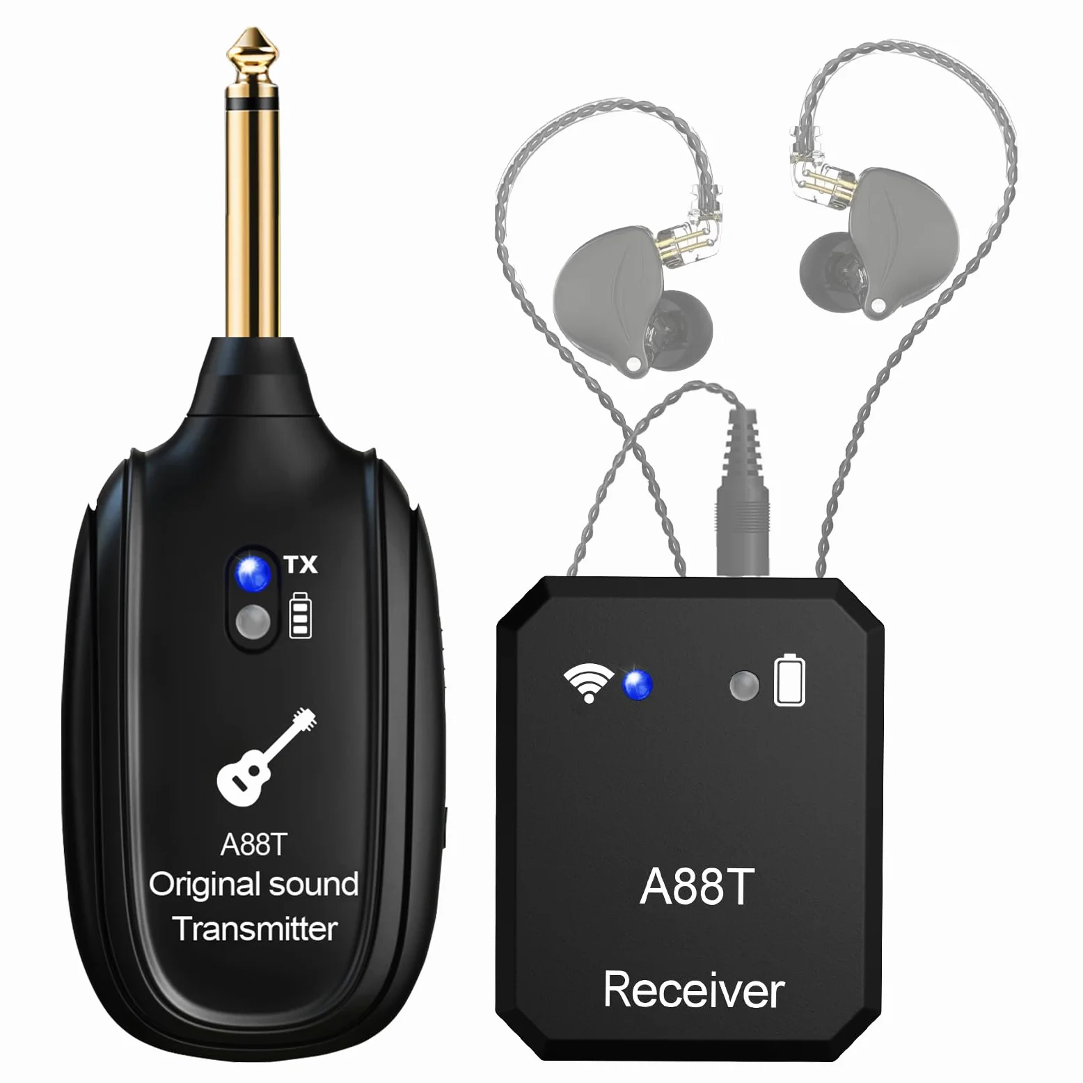 Wireless in Ear Monitor System 2.4GHz Wireless IEM System with Transmitter, Clip on Receiver Auto-Pairing in-Ear Monitoring for Studio, Guitar, DJ, Live Performance