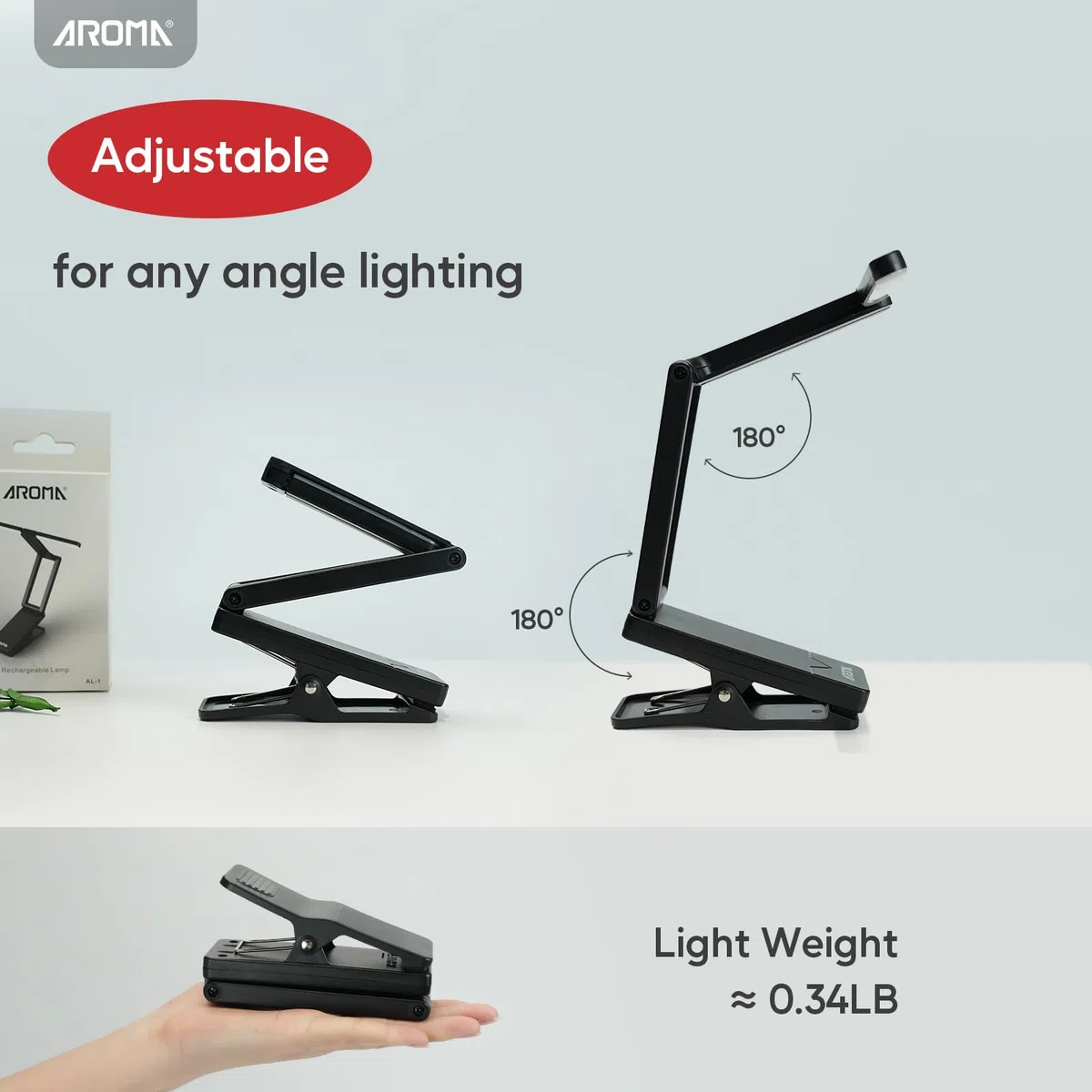 AROMA pultleuchte notenständer,LED Notenpultleuchte mit Klammer, klavierlampe, 2 Helligkeitsstufen, Augenfreundlich Einstellbarer Winkel, Ideal für Klavier, Notenständer, Gitarre