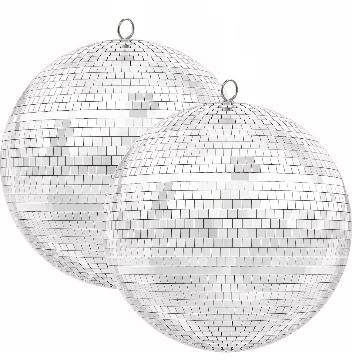 2 Stück 20 cm Spiegel-Diskokugeln mit 4 Stück 6 cm kleinen Spiegel-Diskokugeln, ideal für eine Party oder DJ-Lichteffekt.