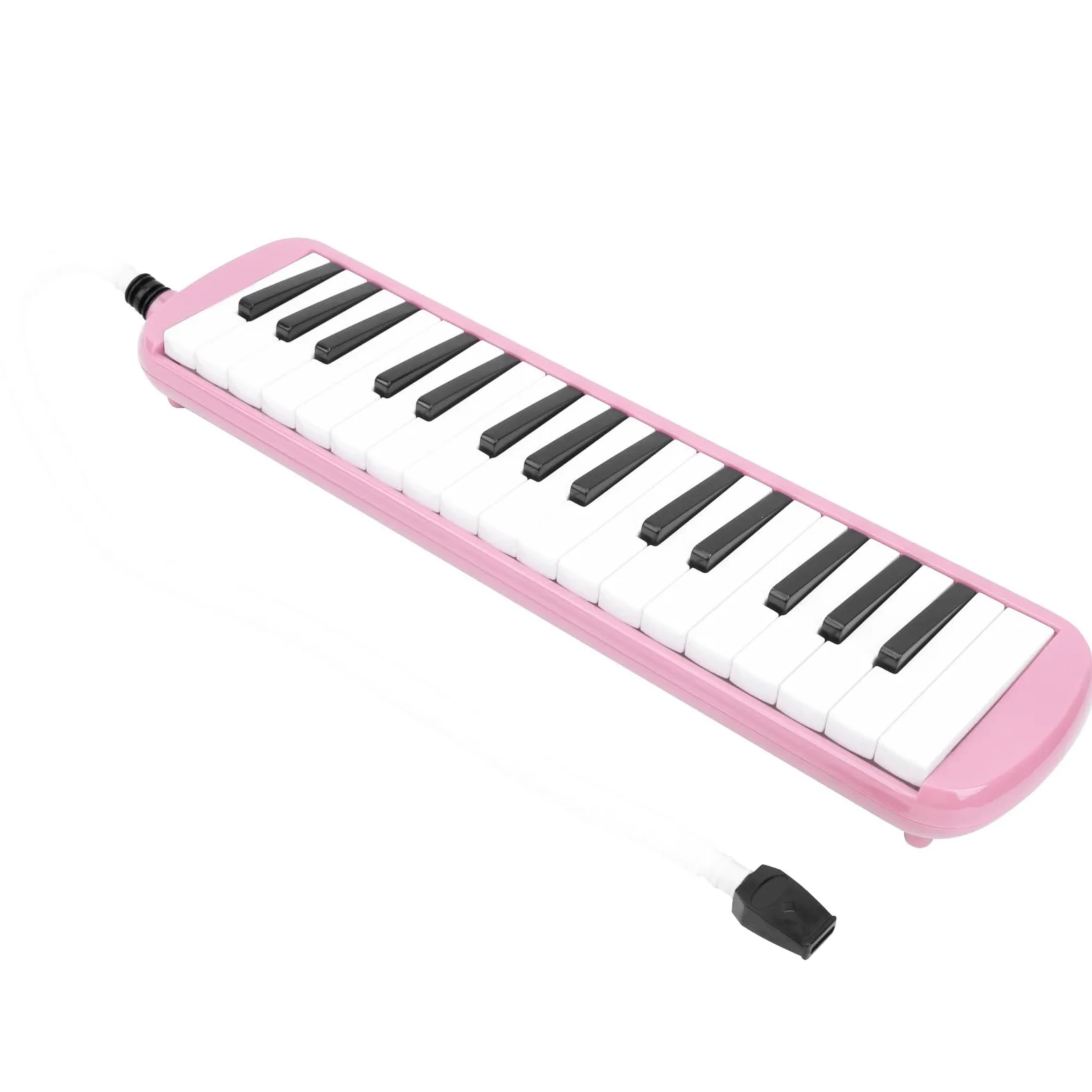 Melodica 32 Tasten, lange flexible Tastenmelodica mit Mundstück Tasche rosa für Musikschüler Kreative Reisende