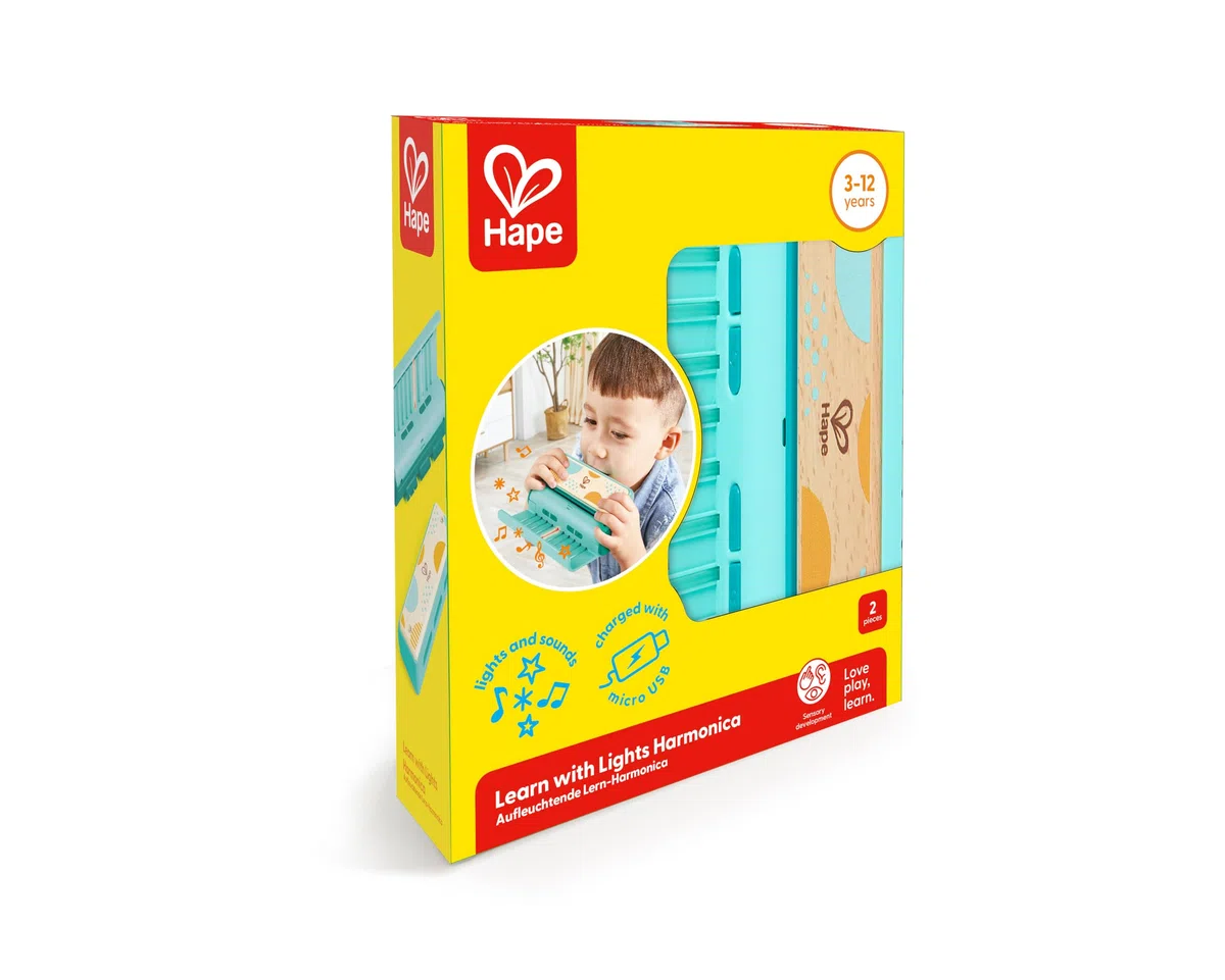 Hape Leuchtende Lern-Harmonica - Mundharmonika Musikspielzeug mit Licht für Kinder, Lerninstrument, fördert musikalische Früherziehung, Rhythmus, Motorik und Kreativität, für Kinder ab 3 Jahren