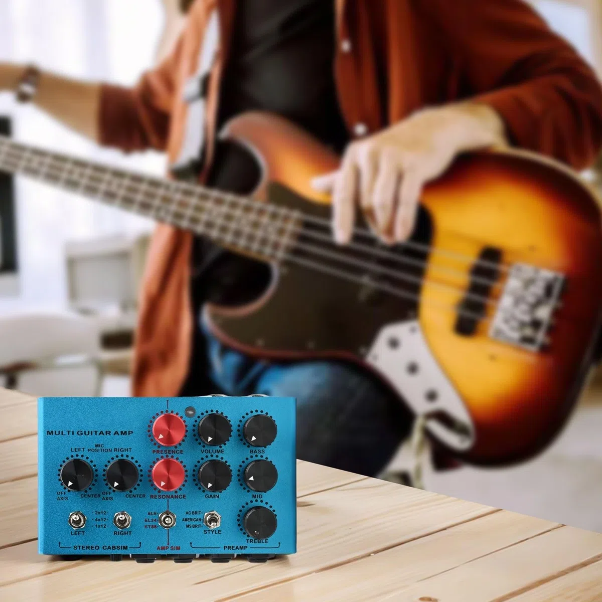 Für MOSKYAUDIO Multi-Effects Gitarrenverstärker Simulator Pedal mit Stereo Cab Simulation, Für FX Loop Station & TRS DI Output, Kompakter Elektrischer Vorverstärker Prozessor für Kopfhörer-Übung