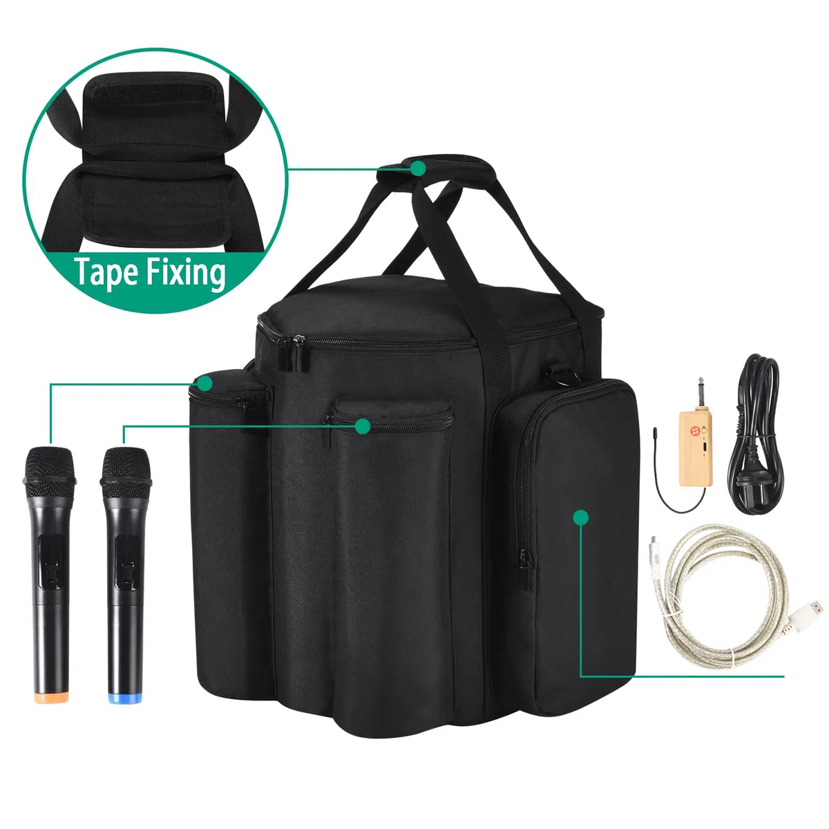 Tasche für Bose S1 Pro/S1 Pro+ PA-System,Reise-Umhängetasche Abdeckung kompatibel mit Bose S1 Pro/S1 Pro+ System,zusätzliche Taschen für Mikrofon,Ladegerät,Kabel,Zubehör (Schwarz)