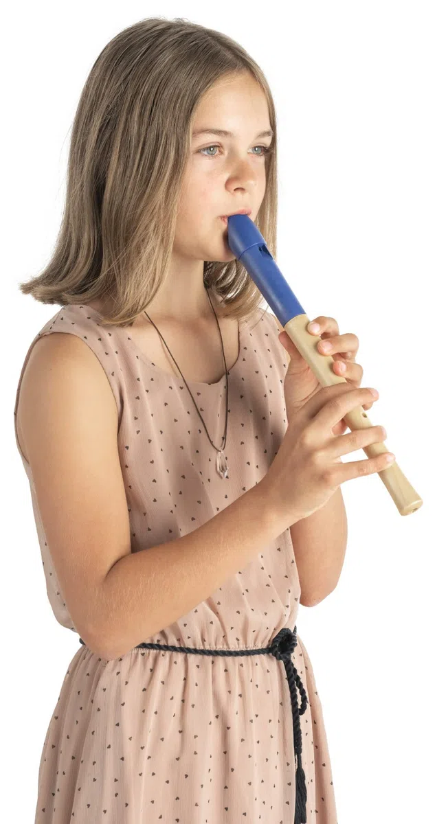 Classic Cantabile Pivella Blockflöte (Blau - Barock, C-Sopran Blockflöte) | C-Sopran, Kopfstück aus Spezial-Kunststoff, Unterstück aus Ahorn, Etui und Pflegezubehör
