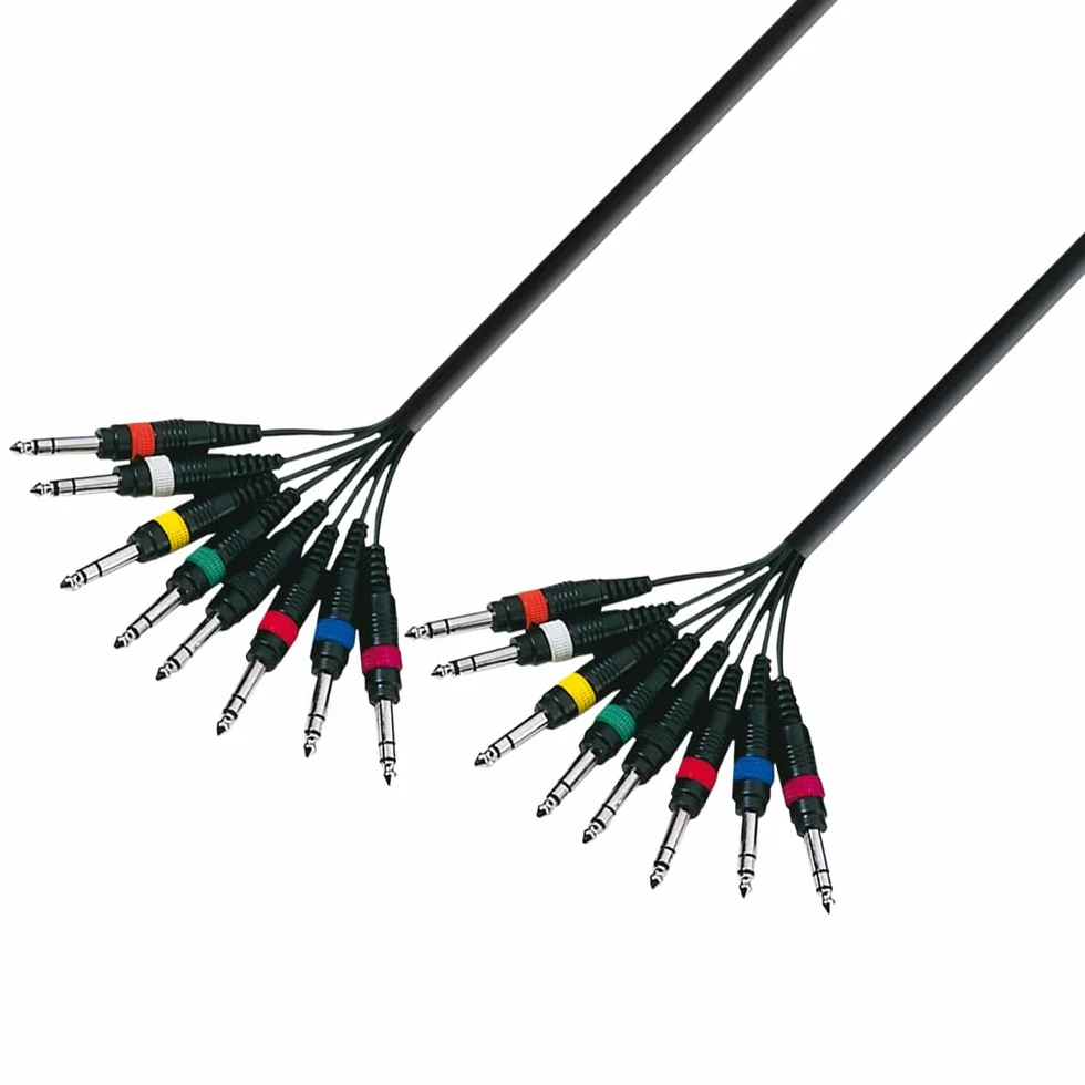 Adam Hall Cables 3 STAR LOOM 8 VV 0300 - Studio Loom Kabel, 8x 6,3 mm Klinkenstecker stereo auf 8x 6,3 mm Klinkenstecker stereo, schwarz, 3m