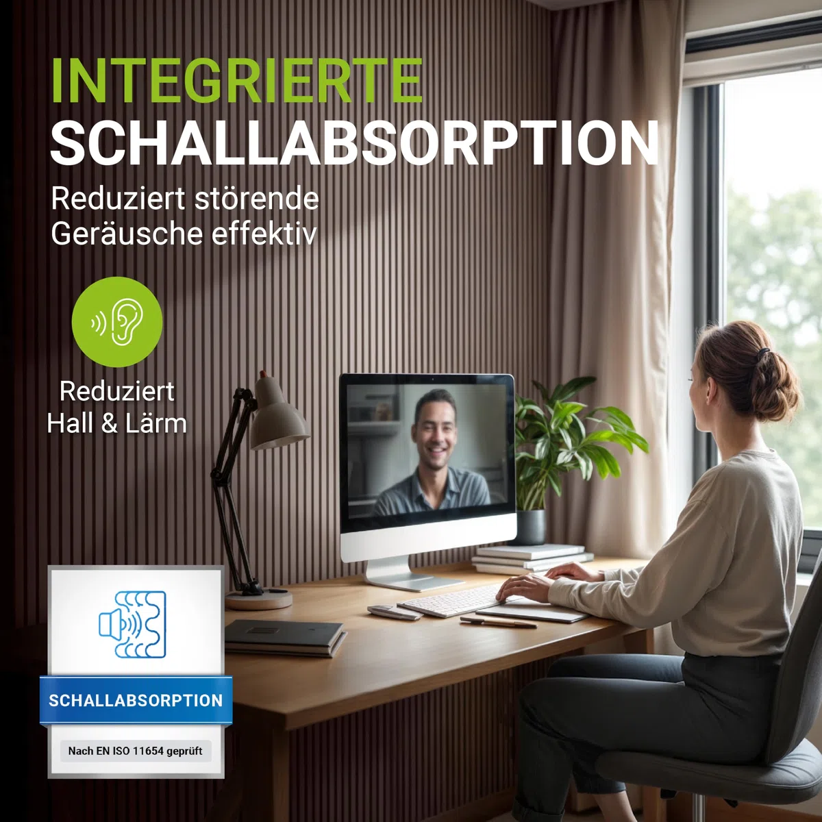Juskys Akustikpaneele 4er Set 120x60 cm 2,88 m² | Ruhe statt Hall in Wohnzimmer & Büro | Wandpaneele mit Holzoptik | geprüfte Schallabsorption & flammhemmend | Eiche Natur Hell