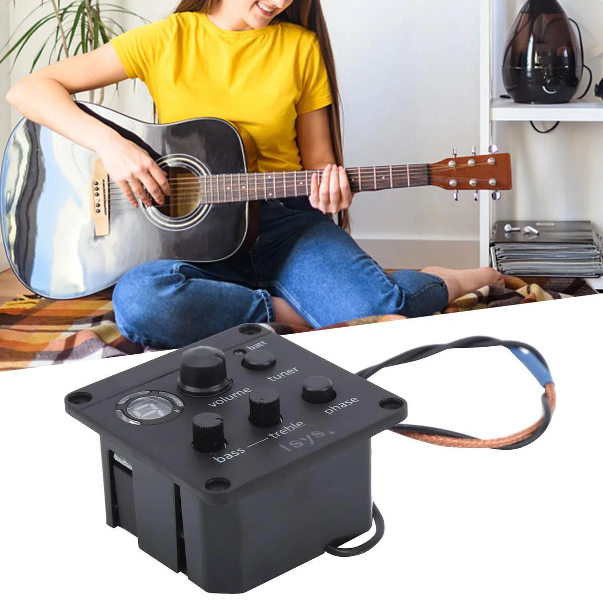 Akustischer Gitarren-Pickup, Onboard Preamp Equalizer mit Benutzerhandbuch, Soundhole-Pickup für Folk-Gitarren Spieler, Live-Auftritte und Studio-Aufnahmen