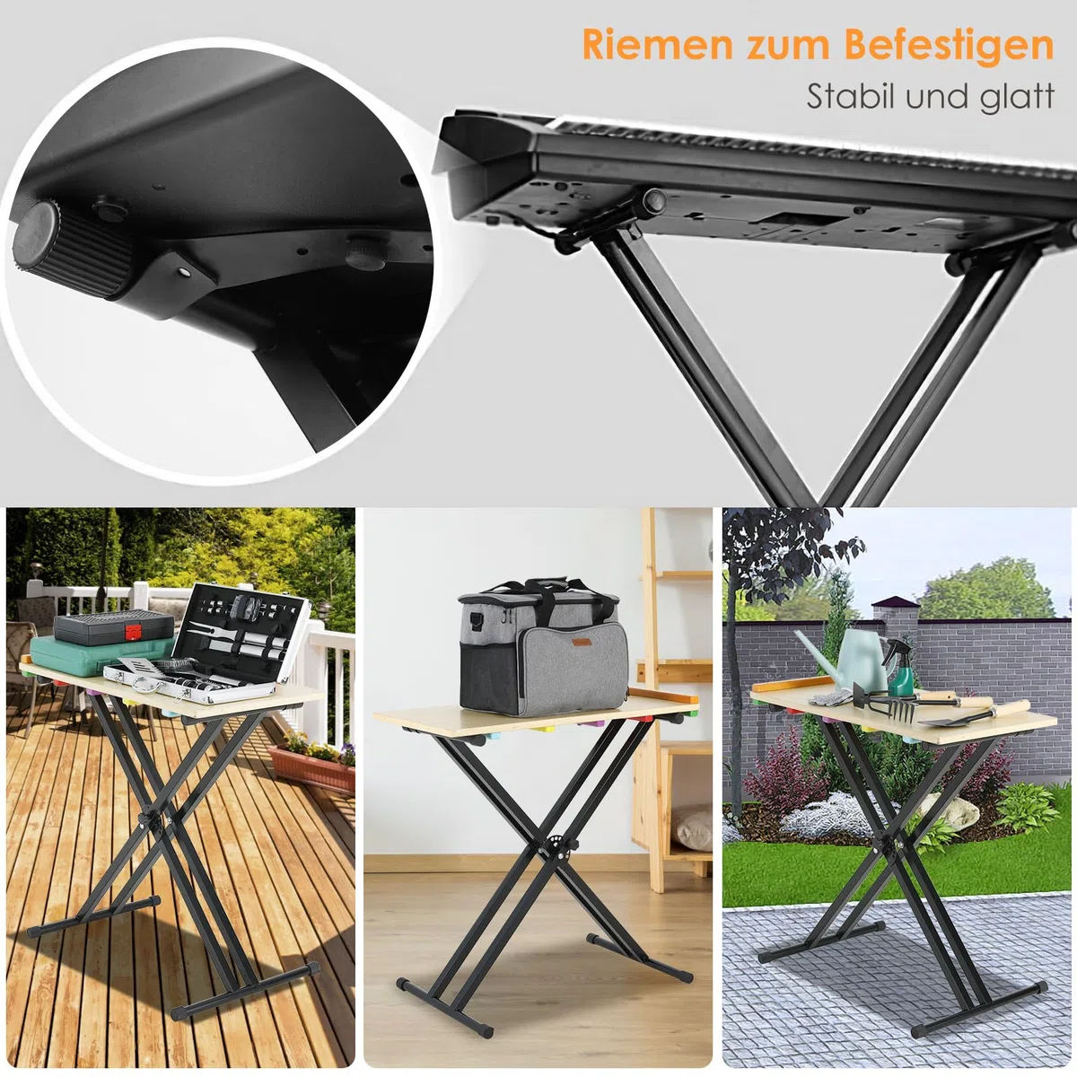 MAMIZO Keyboardständer, X Doppelstrebig Keyboard Ständer Höhenverstellbar in 8-Stufen, Keyboard Stand für E Piano, Klavier Halterung, Schwarz