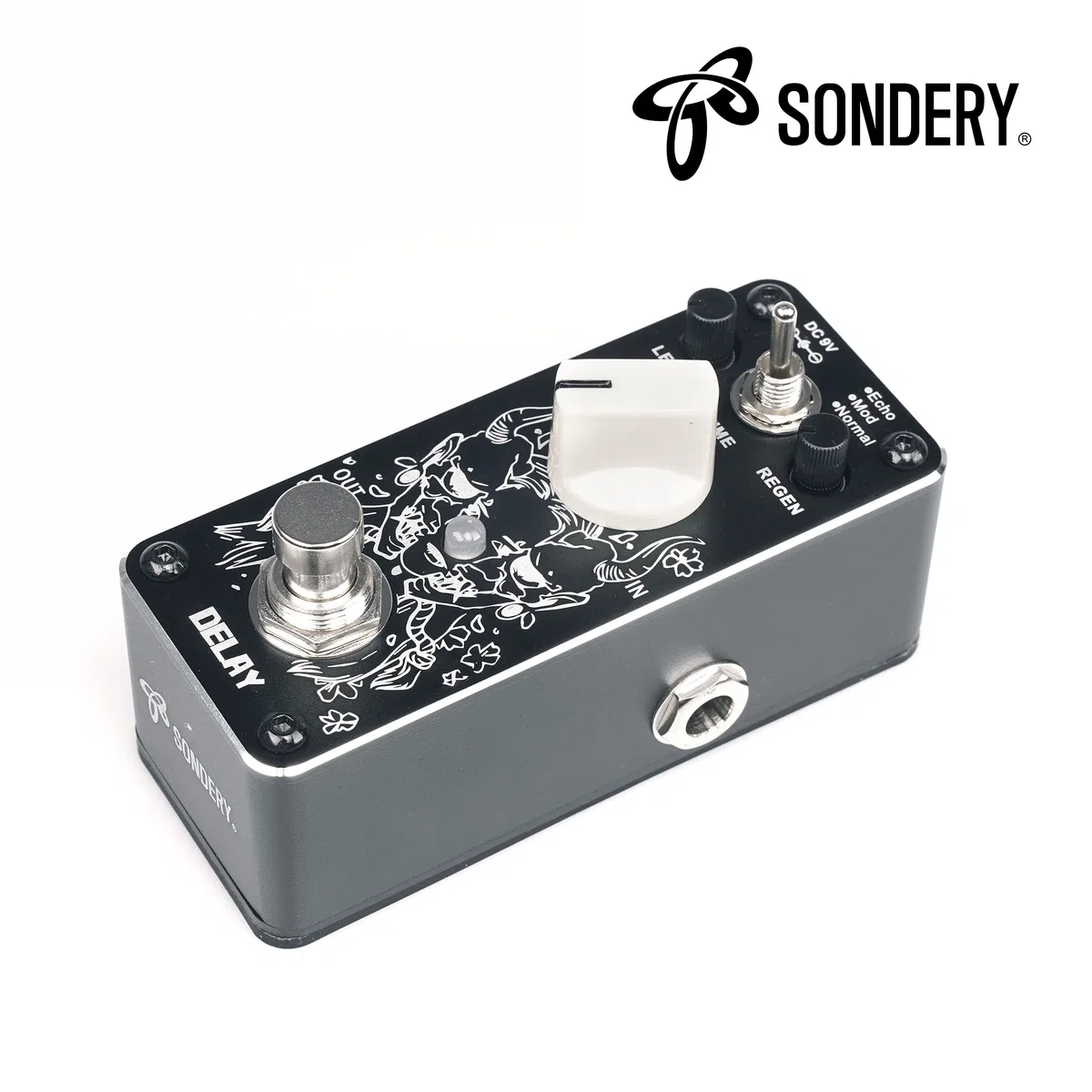Sondery Digital Delay Gitarren effekt pedal - True Bypass, 3 Modi der Echo-Modulation und Normal - Mini-Größe mit Art-Design auf Aluminium-Hartschale oben und Diamantschliff entlang der Kante