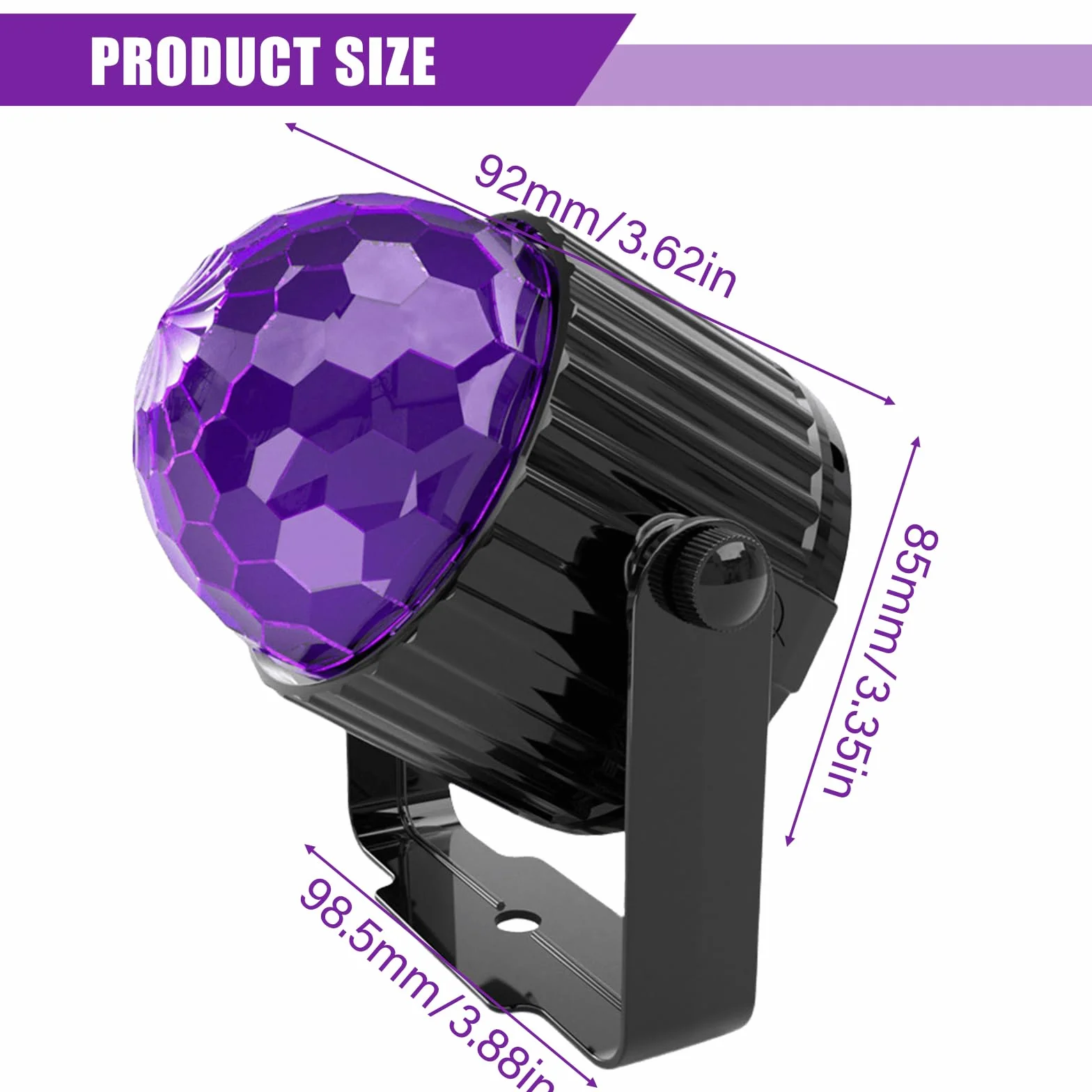 UV Schwarzlicht Discokugel 6W mit Fernbedienung, LED Partylicht, Schwarzlicht Strahler, Farbwechsel Soundsteuerung, Disco Licht, DJ Lampe, Bühnenlicht, RGB UV Strahler für Club DJ Party Halloween KTV