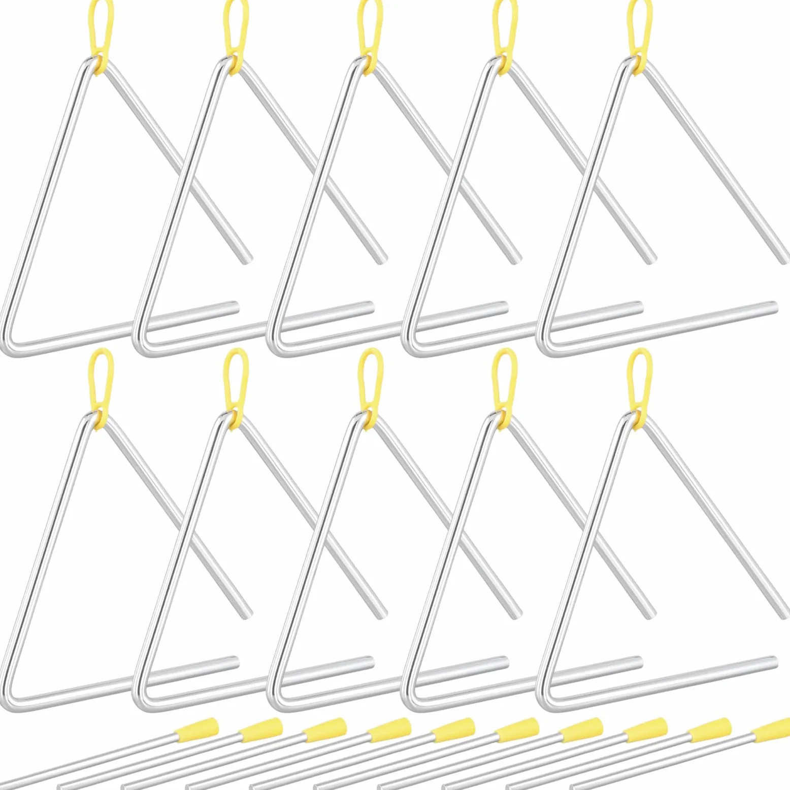 KEILEOHO 10 Stück Triangel Musikinstrument mit Schlägel, 15 cm/ 6 Zoll Triangle Percussion Dreieck Instrument für Praxis, Professionelle Aufführungen