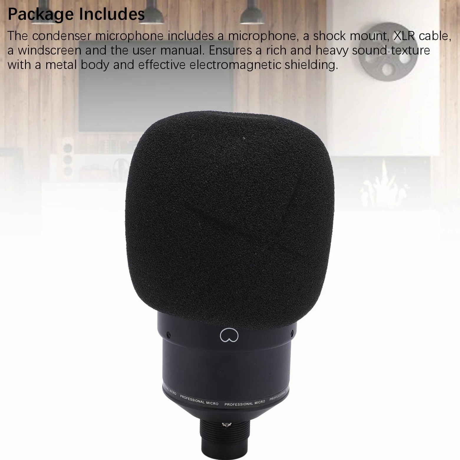 Mikrofon, XLR Kondensatormikrofon Großmembran Kondensator Studio Microphone mit Schockhalterung, XLR-Kabel und Windschutz für Podcasting, Streaming, Gaming, Aufnahmen