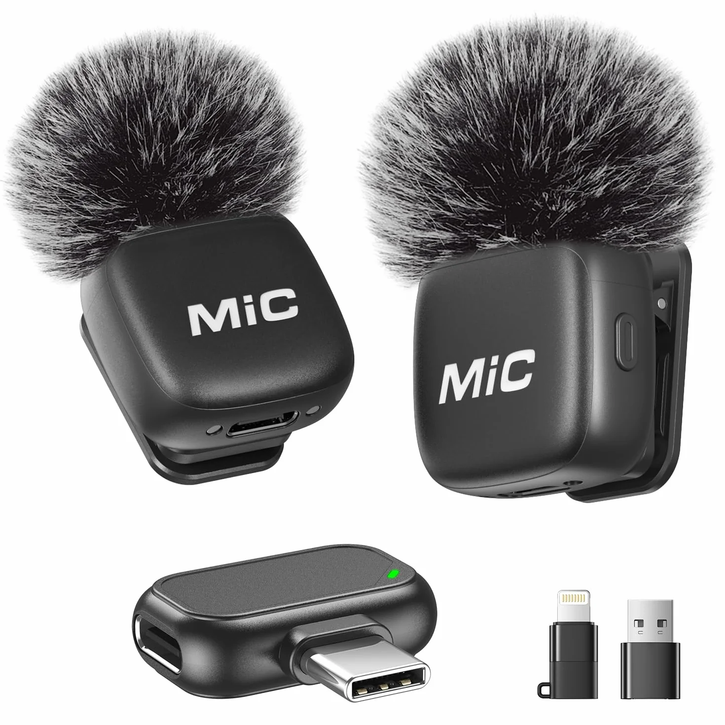 Newmight Kabelloses Lavalier Mikrofon, 2er-Pack Mini-Mikrofon mit Rauschunterdrückung, Auto-Pairing und Stummschaltung und Reverb für Vlogging, Videoaufnahmen, TikTok, YouTube