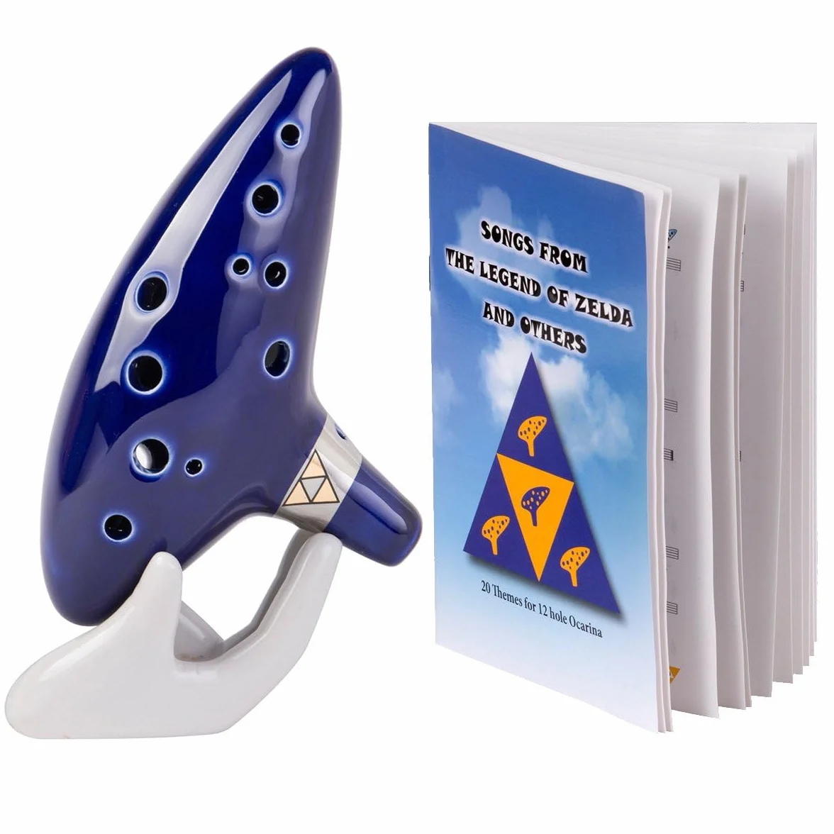 Zelda Ocarina 12 Loch Alto C mit Songbuch (Songs From the Legend of Zelda) mit Displayständer Schutztasche