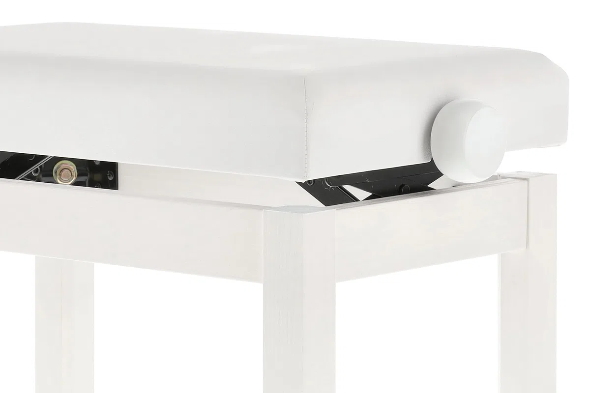 GEWA Pianobank Student - Massivholz - Sitzbezug Kunstleder - Leichtgängige Höhenverstellung 48-57 cm - Stabile Konstruktion - weiß matt