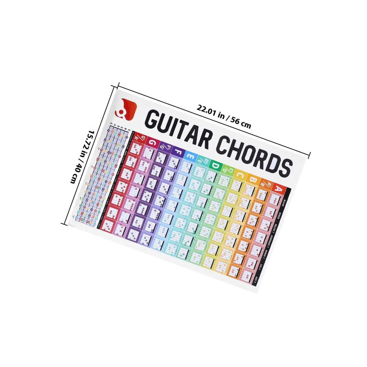 GLEAVI Gitarren Leicht Lesbar Akkordtabelle mit Großen Buchstaben Poster aus Beschichtetem Papier zum Üben für Anfänger Am Notenständer