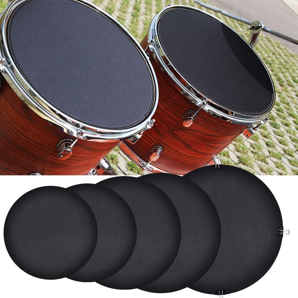 Set von 10 Stück Dämpfer für Schlagzeug, Trommel-Dämpfer für Training, Übungssordine für das Üben, für Trommeln und Snare-Trommeln, reduzieren den Klang, Farbe schwarz