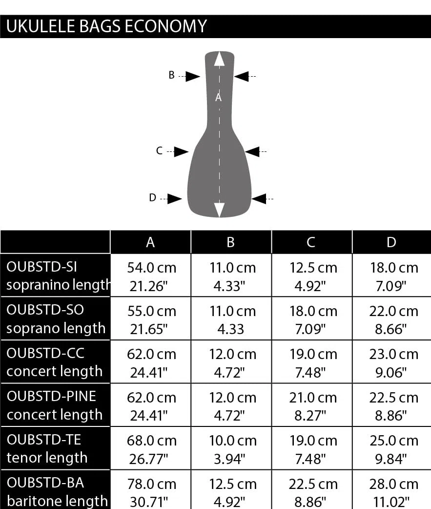Ortega Guitars Economy Series Bag - Tenor Ukulele Tasche - Höhe 68 cm - Mit Schultergurten - Nylon, Schwarz (OUBSTD-TE)