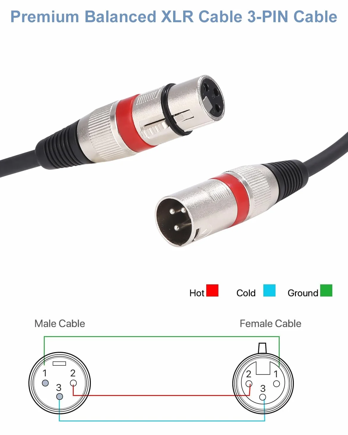 PERMUST 2 Pack XLR Kabel 10M Symmetrisches Mikrofonkabel, XLR-Stecker auf Buchse, Verlängerungskabel für Studio-Recorder, Mikrofon, Mixer, Lautsprechersystem,