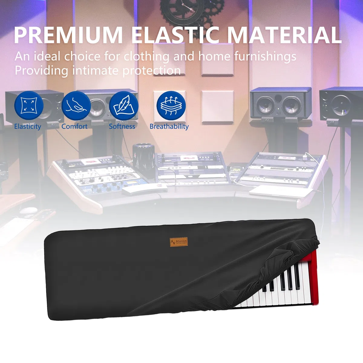 Musiin Staubschutz für Klaviertastaturen mit 88 Tasten, kompatibel mit Nord Stage 4 88 Tasten, Piano 5 88, Stage 3 88, Yamaha MODX M8, Chinlon, seidige Haptik und maßgeschneidertes Design