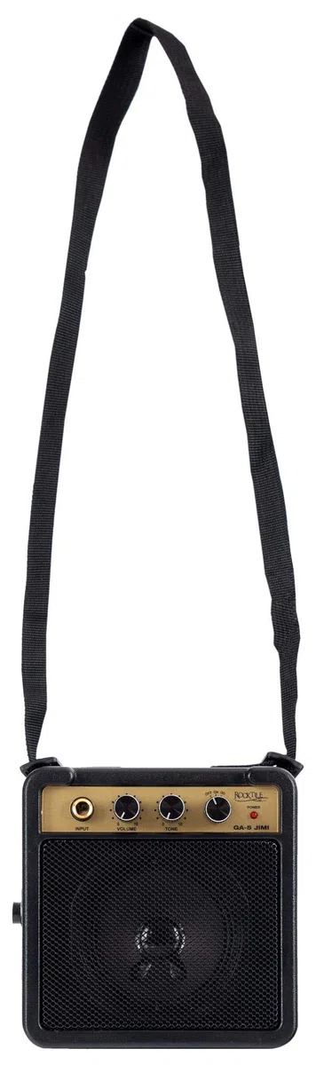 Rocktile GA-5 Jimi Mini-Gitarrenverstärker (5 Watt Batterieverstärker, mit Umhängegurt und Gürtelclip, Betrieb mit Batterie oder Netzteil möglich) schwarz