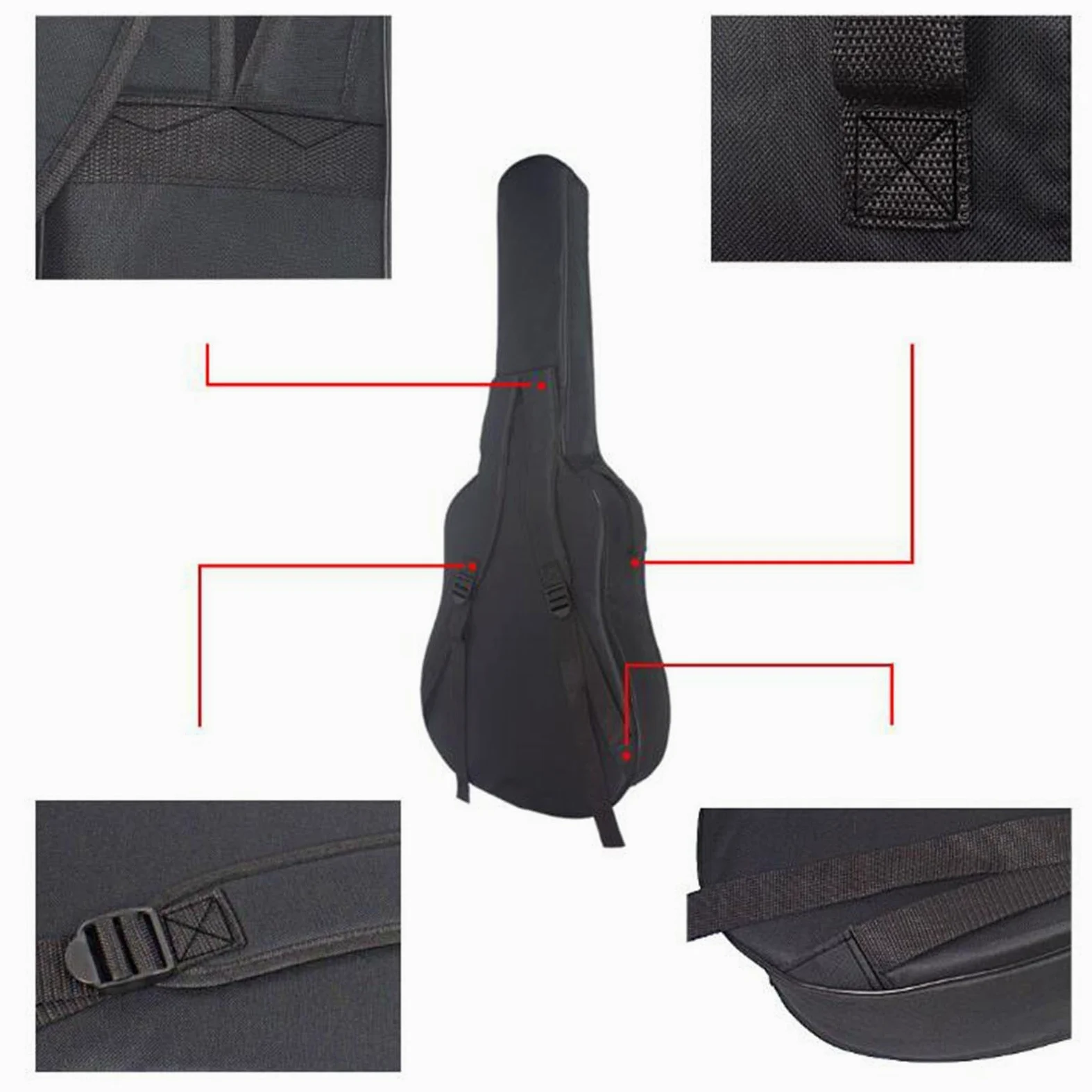 perfeclan 36 38 Zoll Gitarrentasche Gigbag Schutz Tragbar Staubdicht mit Rucksackgurt Wasserdicht Oxford Große Tasche Gepolsterte Polsterung- 100x38x11,5 cm - Für Akustikgitarren