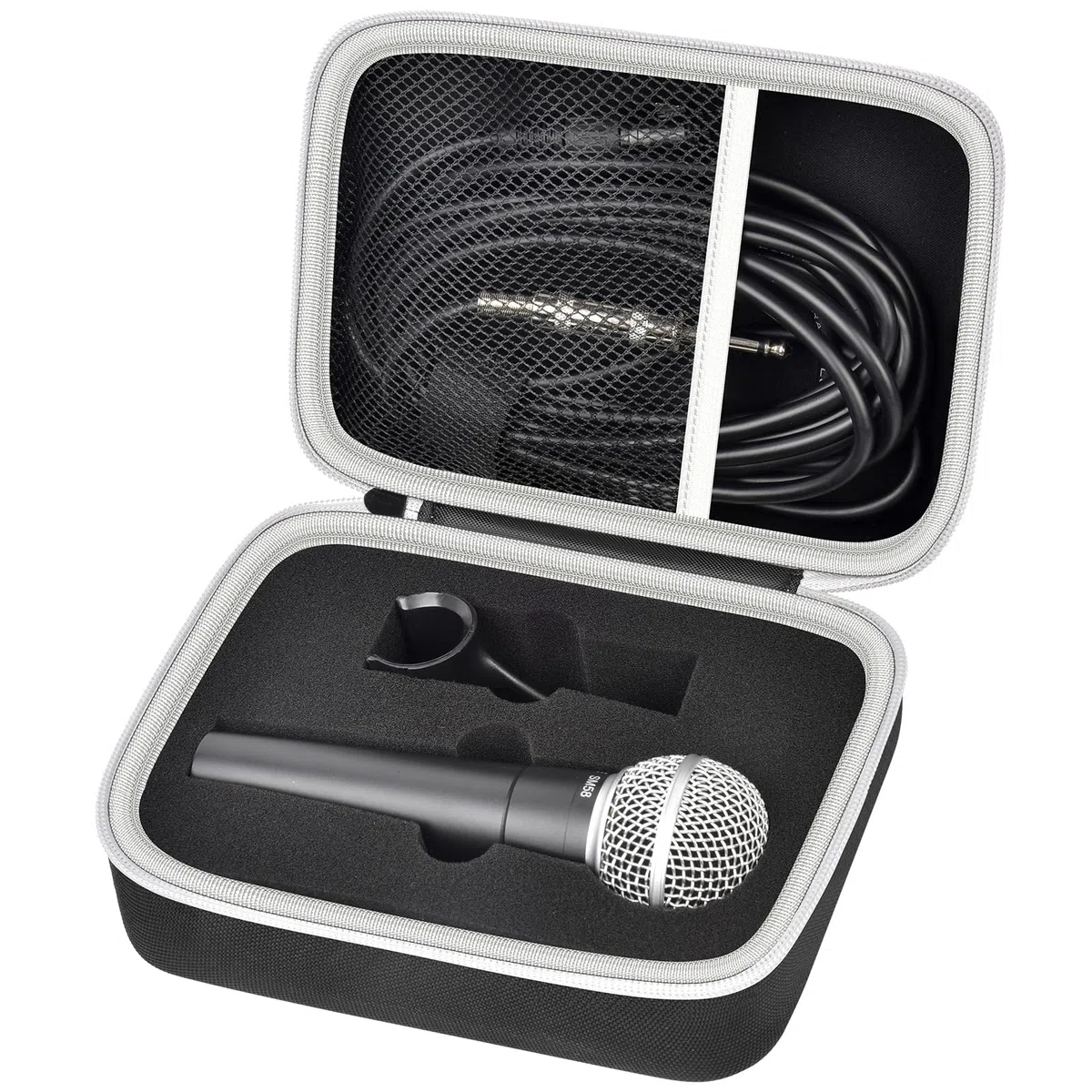 Mikrofon-Etui kompatibel mit Shure SM58/ SM57/ PGA48/ SM58S/ BETA 58A/ PGA58 Cardioid Dynamische Gesangsmikrofone, Handmikrofon Karaoke-Tool-Aufbewahrung für A25D Ständer-Adapter und Kabel - Nur Box