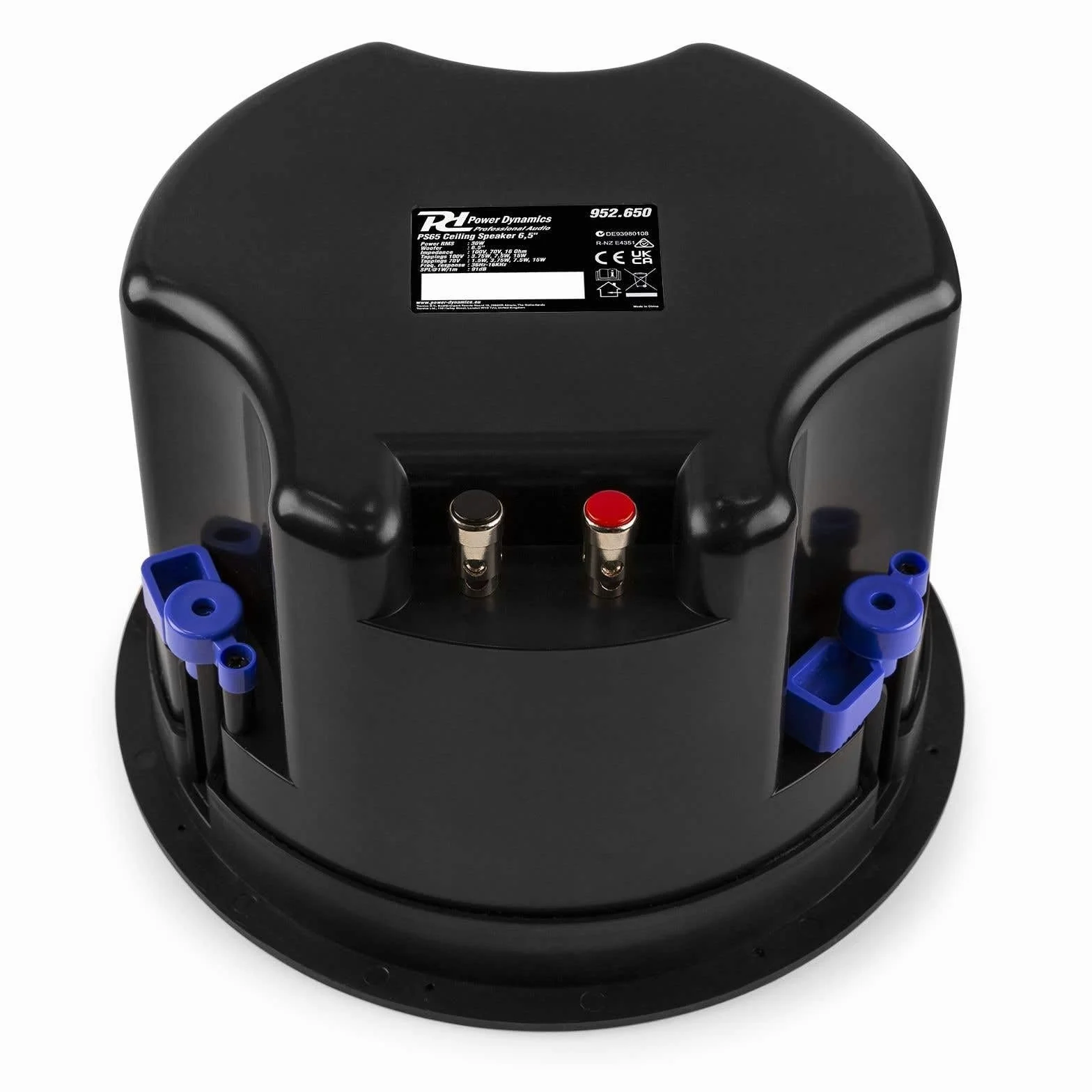 Power Dynamics PS65 Einbaulautsprecher für Wand und Decke, 80 Watt - 6,5 Zoll Einbau Lautsprecher, 2 Wege Deckenlautsprecher, 24cm - Aluminium, Weiß