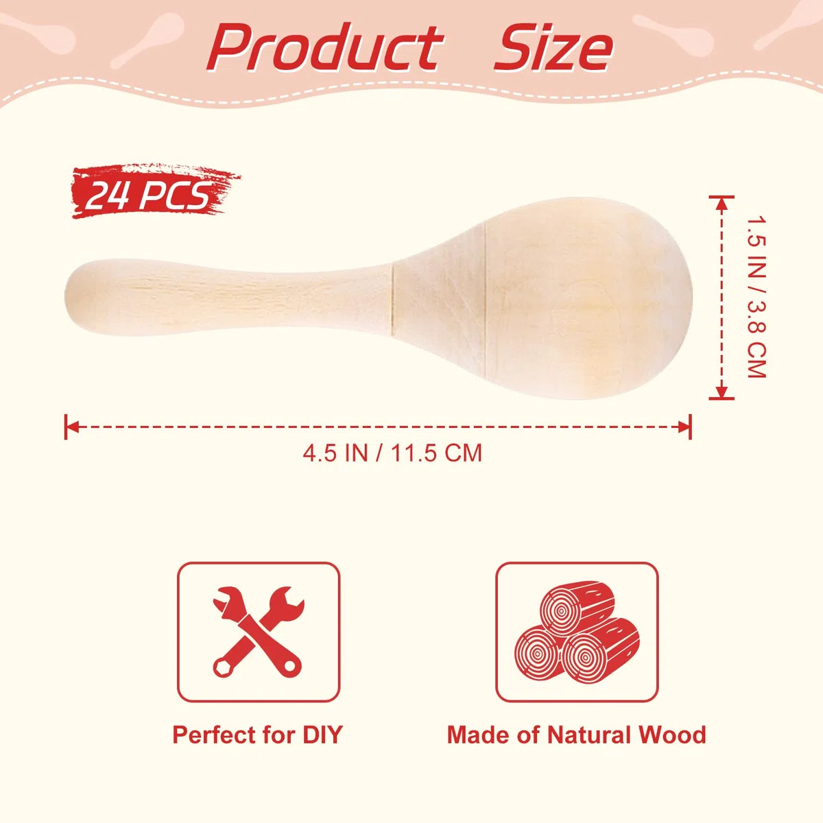 Morcheiong 24 Stück DIY Mini-Holz-Maracas für Kinder mit 24 mehrfarbigen Stiften, Fiesta mexikanische Maracas Mitgebsel, Cinco De Mayo Party-Zubehör Dekorationen