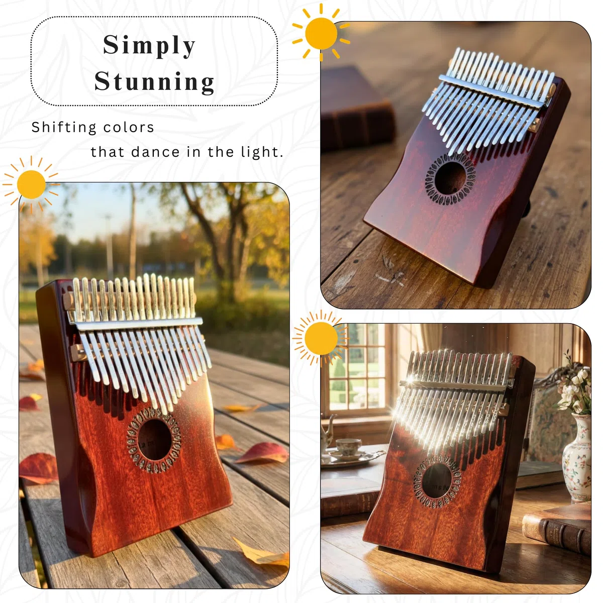 Newlam Kalimba Daumenklavier 17 Tasten Musikinstrument, Fingerklavier Instrument Klaviergeschenk für Kinder und Erwachsene Anfänger