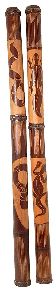 Didgeridoo aus Bambus, beschnitzt, Länge ca. 115 cm