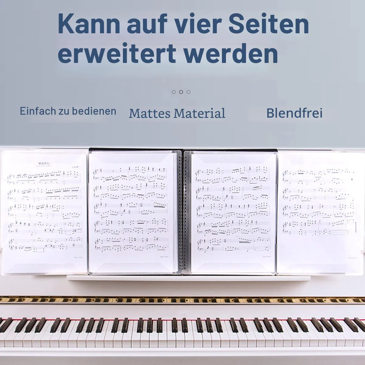 Funight Notenmappe, A4-Chormappen, 4-seitig verteilt, einfache Bedienung, 40 Blatt, Klaviernotenhalter für Zuhause, Schwarz